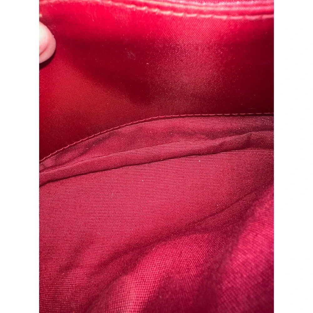 90s Y2K HOBO Red Leather Crossbody Bag Minimalist Small Shoulder Purse Zip